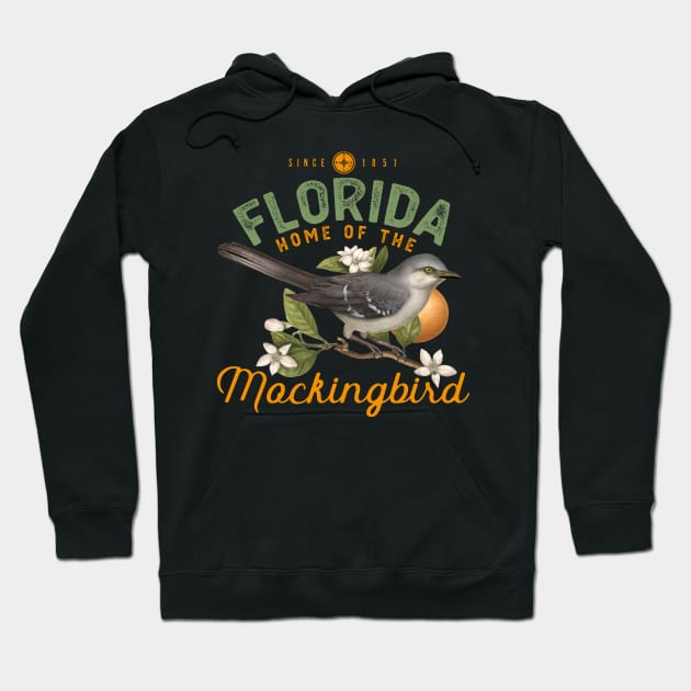 Florida Home Of The Mockingbird Illustration Hoodie by MarkusShirts